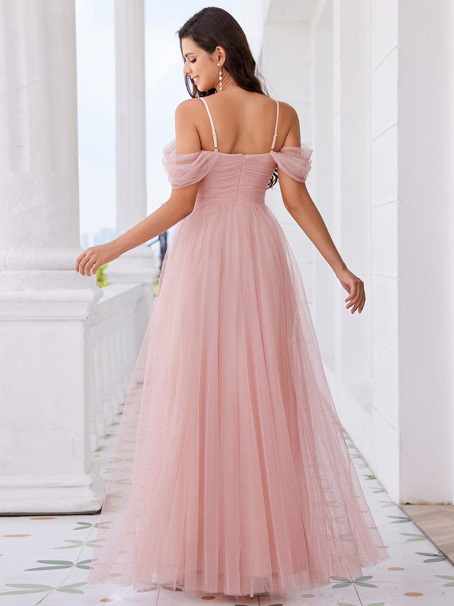 Princess A-Line Tulle Bridesmaid Dress with Cold Shoulder