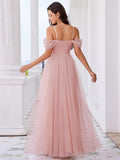 Princess A-Line Tulle Bridesmaid Dress with Cold Shoulder