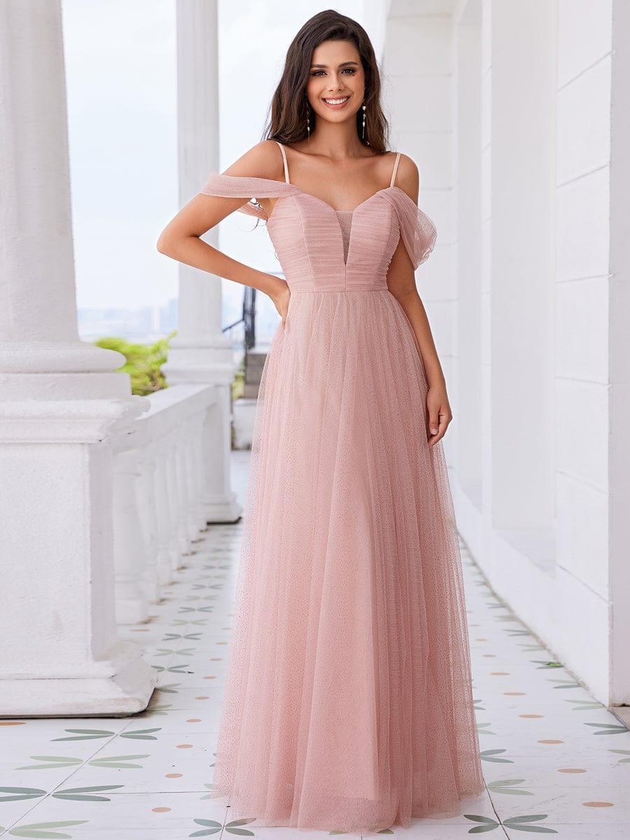 Princess A-Line Tulle Bridesmaid Dress with Cold Shoulder