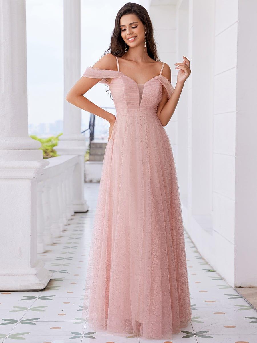 Princess A-Line Tulle Bridesmaid Dress with Cold Shoulder
