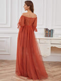 Elegant A-Line Long Maternity Dress with Off-Shoulder