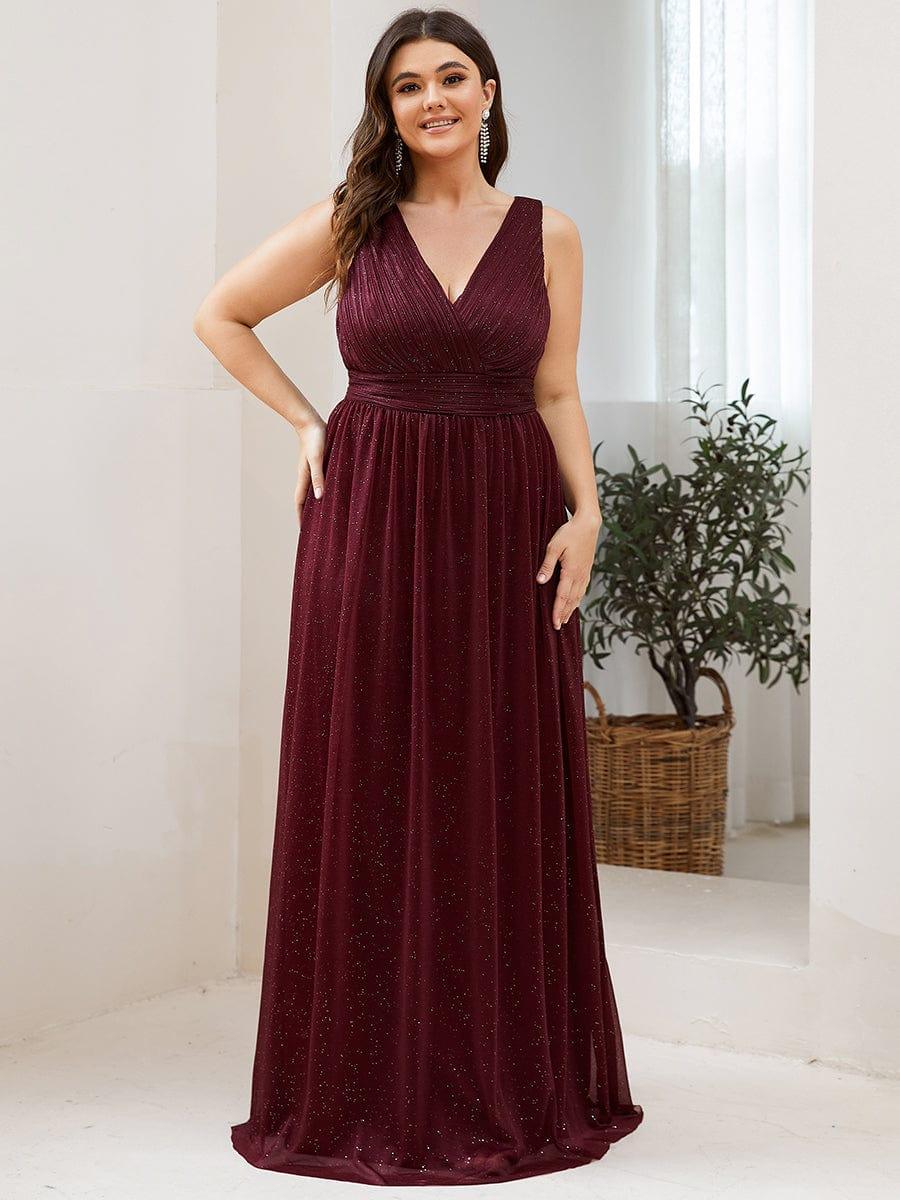 Chic V-Neck Sleeveless Pleated A-Line Evening Dress