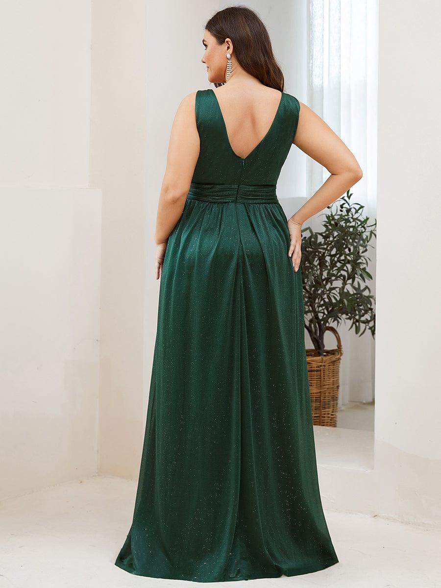 Chic V-Neck Sleeveless Pleated A-Line Evening Dress