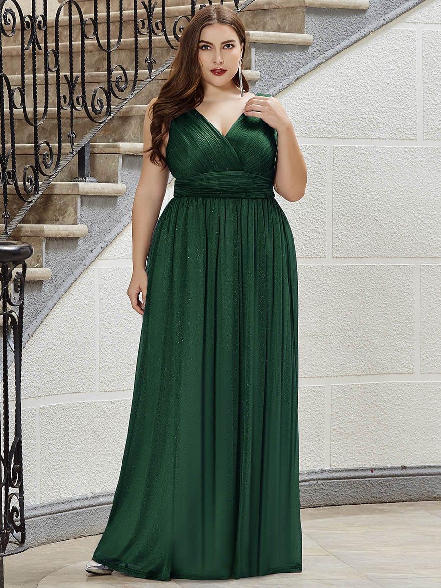 Chic V-Neck Sleeveless Pleated A-Line Evening Dress