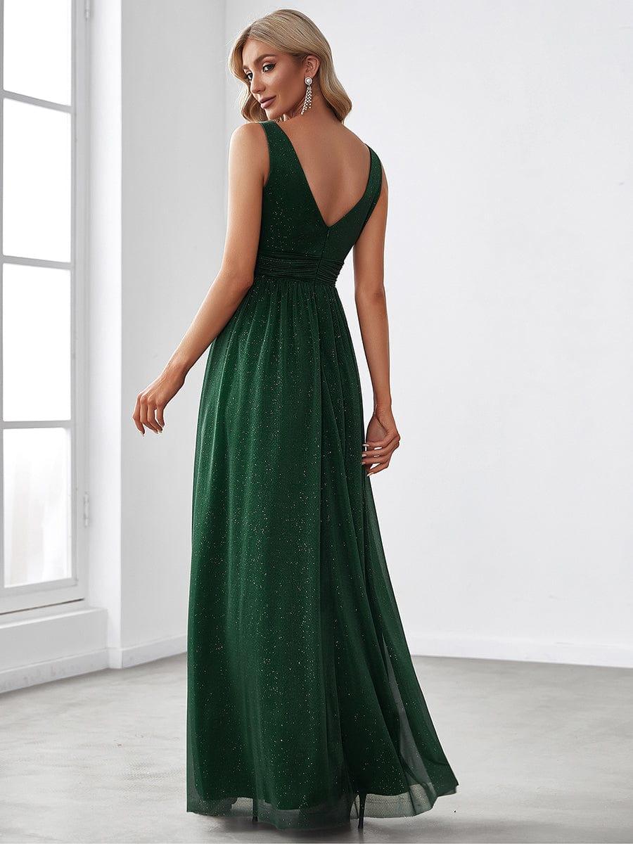 Chic V-Neck Sleeveless Pleated A-Line Evening Dress
