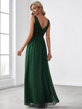 Chic V-Neck Sleeveless Pleated A-Line Evening Dress