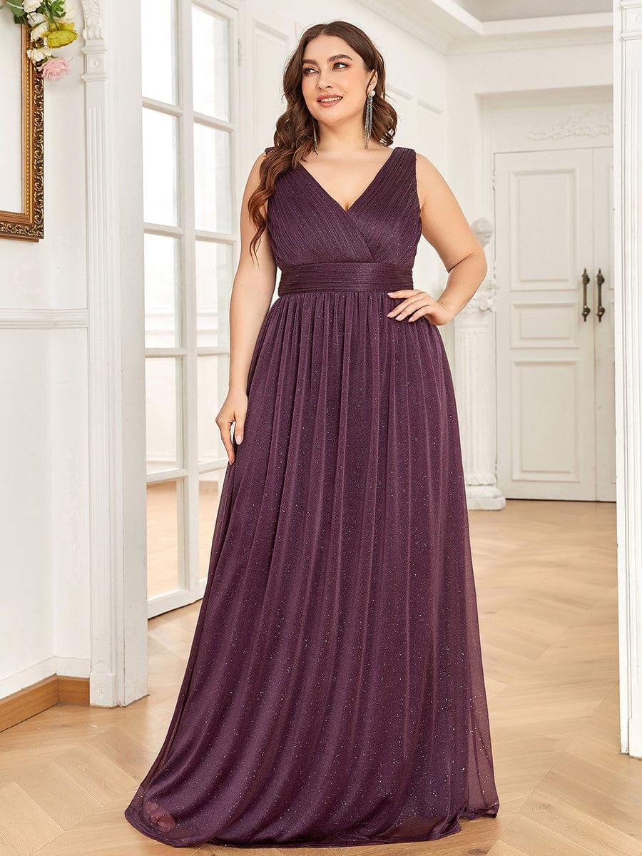 Chic V-Neck Sleeveless Pleated A-Line Evening Dress