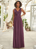 Chic V-Neck Sleeveless Pleated A-Line Evening Dress