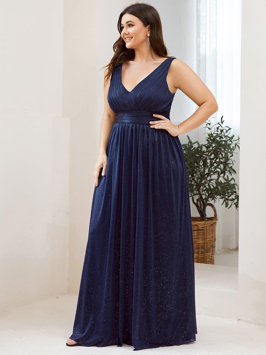 Chic V-Neck Sleeveless Pleated A-Line Evening Dress