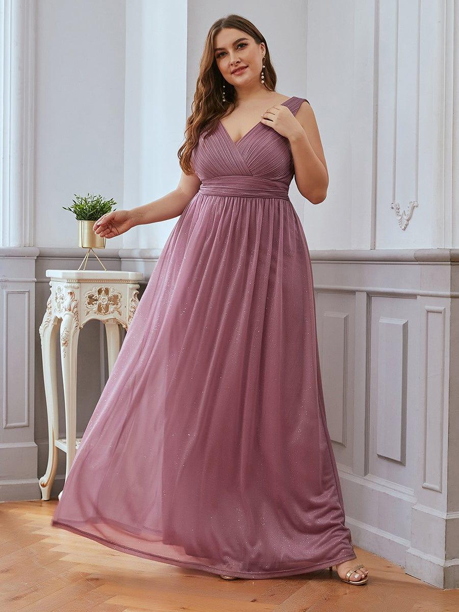 Chic V-Neck Sleeveless Pleated A-Line Evening Dress