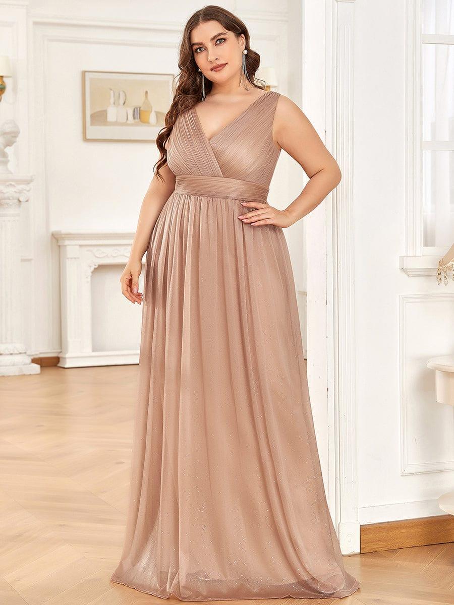 Chic V-Neck Sleeveless Pleated A-Line Evening Dress