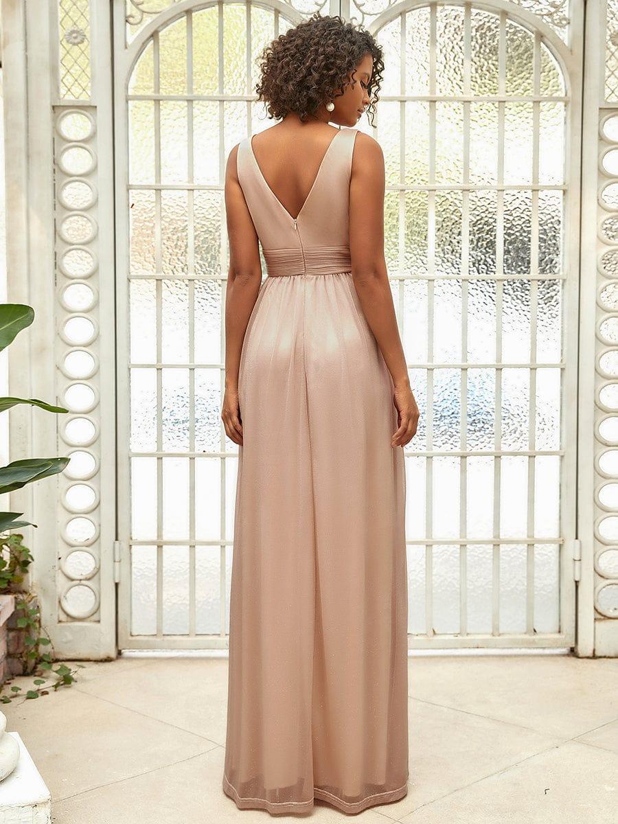 Chic V-Neck Sleeveless Pleated A-Line Evening Dress