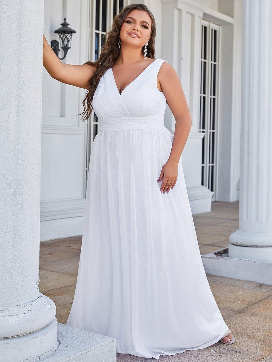 Chic V-Neck Sleeveless Pleated A-Line Evening Dress
