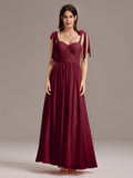 Sweetheart Lace Top Bridesmaid Dress Bow Tie Straps