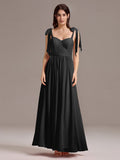 Sweetheart Lace Top Bridesmaid Dress Bow Tie Straps