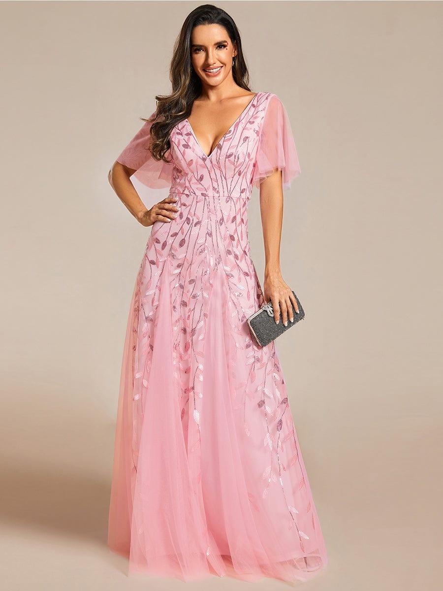 Shimmery White Sequin Applique Tulle Evening Dress
