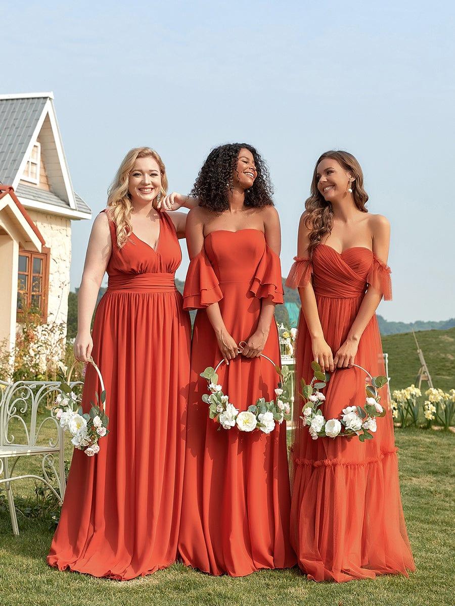 Off the Shoulder Corset Pleated A-Line Bridesmaid Dress