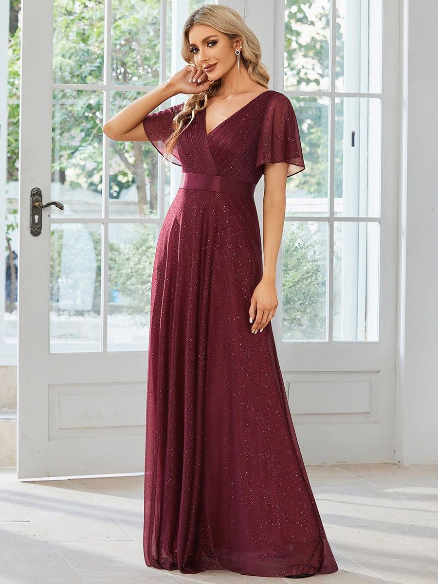Sparkly Sequin Empire Waist A-Line Wedding Guest Dress Dress