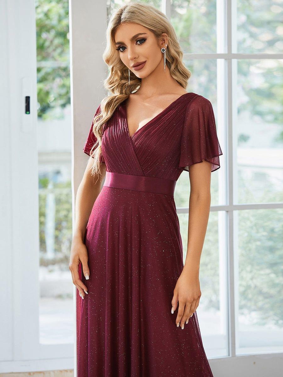 Sparkly Sequin Empire Waist A-Line Wedding Guest Dress Dress