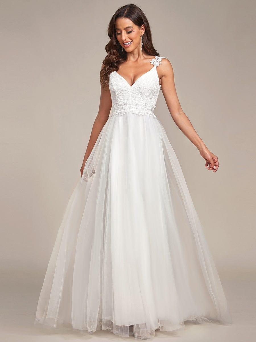 Elegant Straps Lace Applique A-Line Wedding Dress