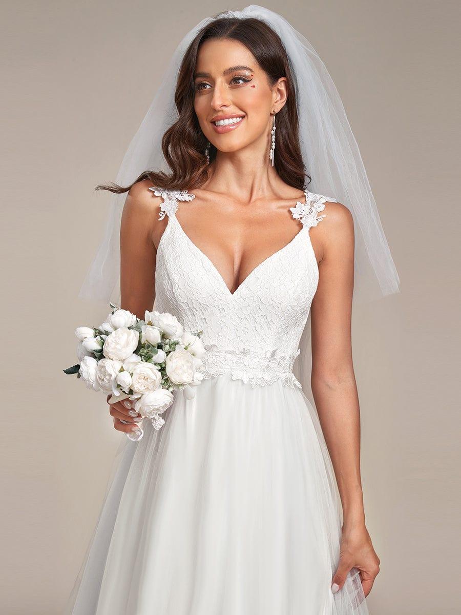 Elegant Straps Lace Applique A-Line Wedding Dress