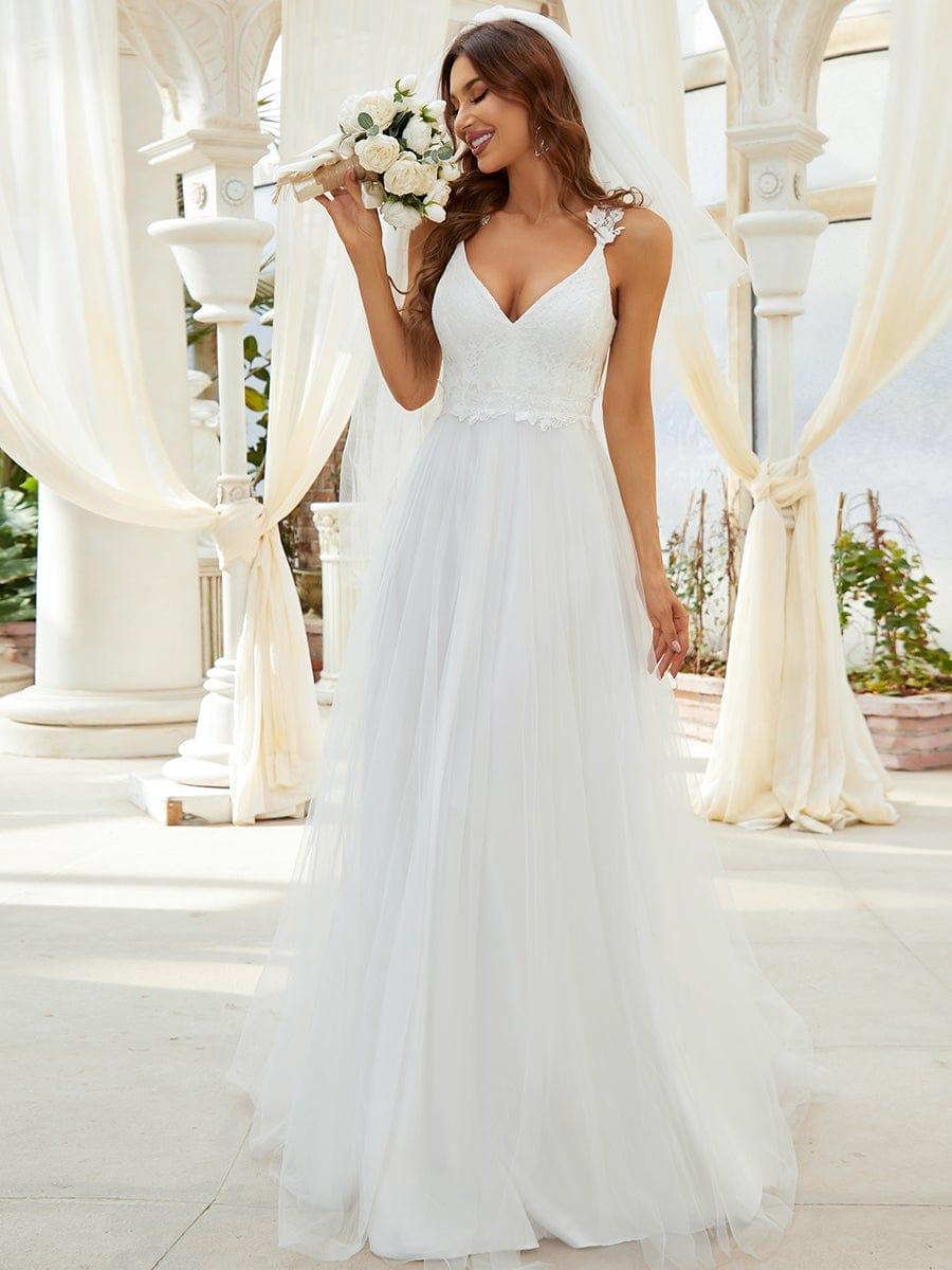 Elegant Straps Lace Applique A-Line Wedding Dress