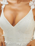 Elegant Straps Lace Applique A-Line Wedding Dress