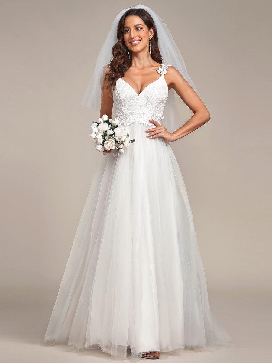 Elegant Straps Lace Applique A-Line Wedding Dress