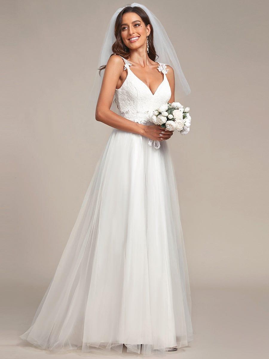 Elegant Straps Lace Applique A-Line Wedding Dress