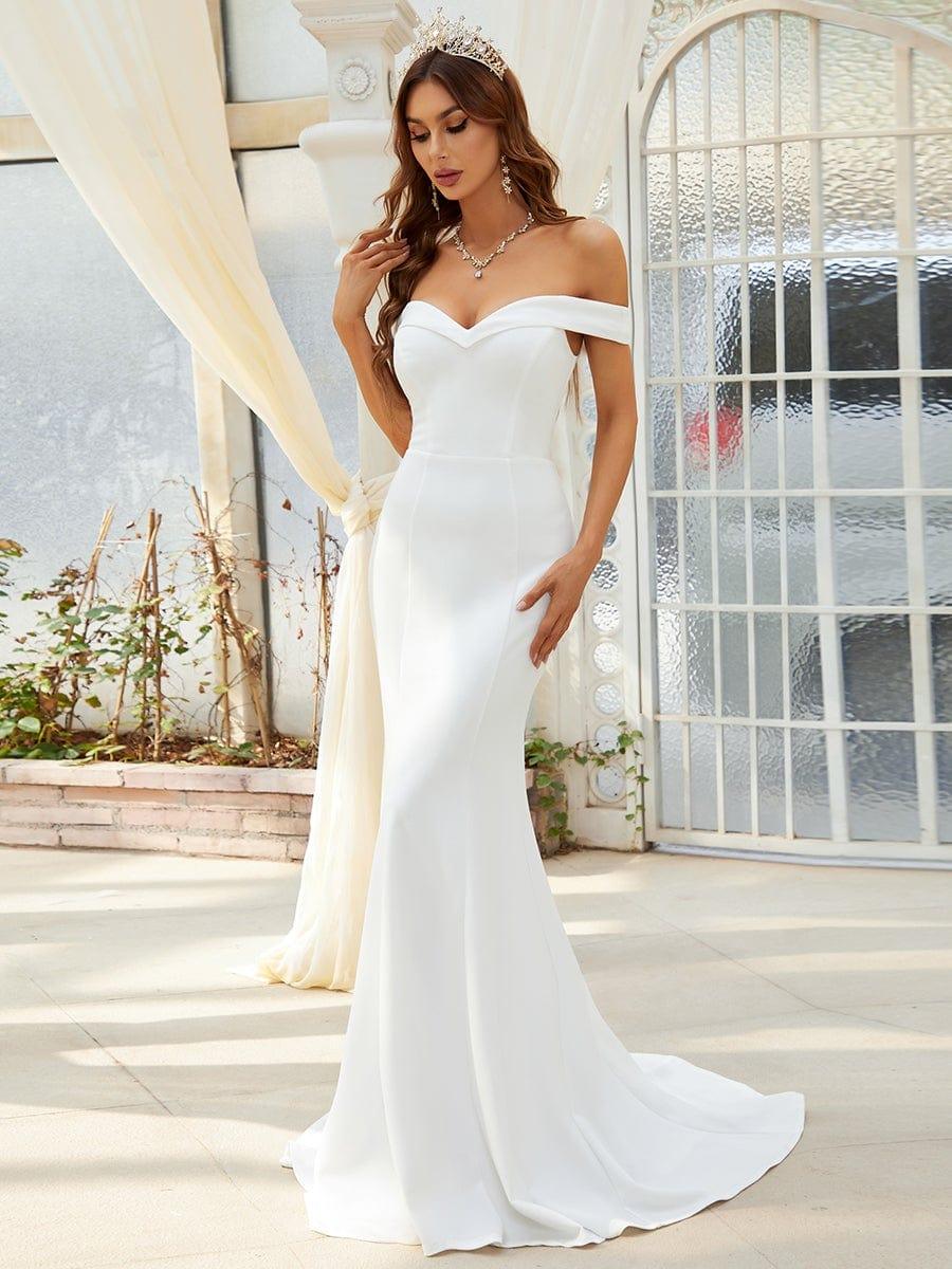 Elegant Bodycon Mermaid Wedding Dress with Off-Shoulder