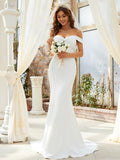 Elegant Bodycon Mermaid Wedding Dress with Off-Shoulder