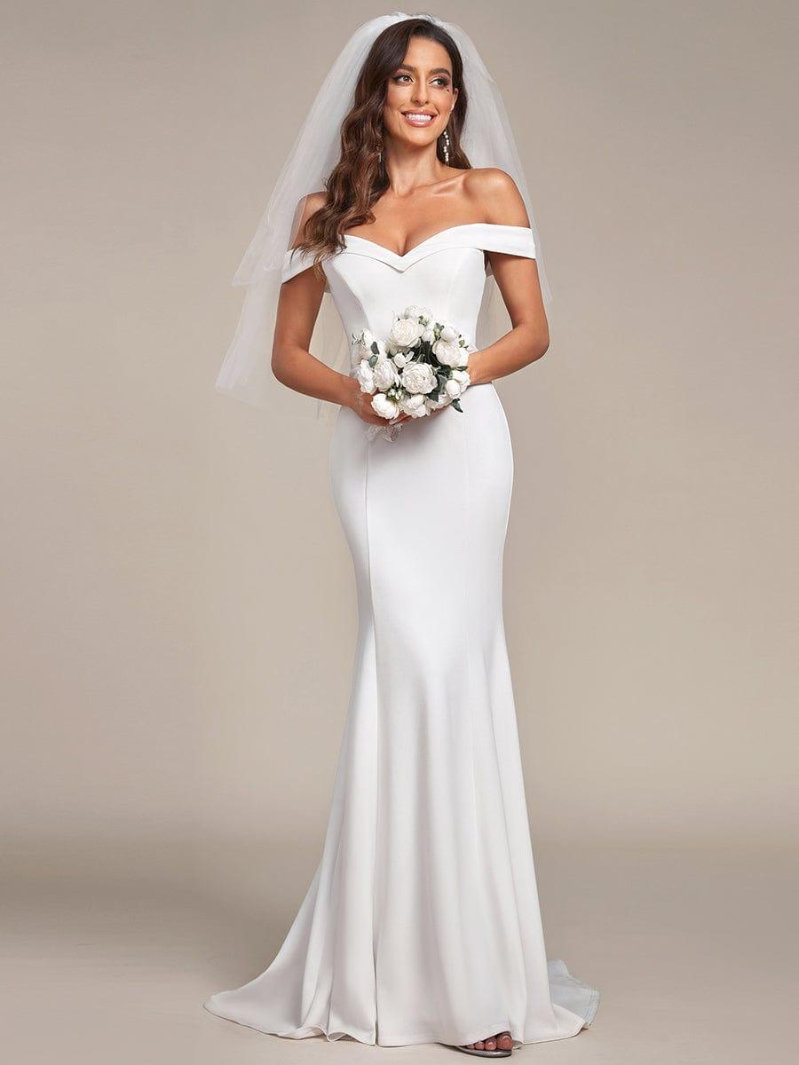 Elegant Bodycon Mermaid Wedding Dress with Off-Shoulder