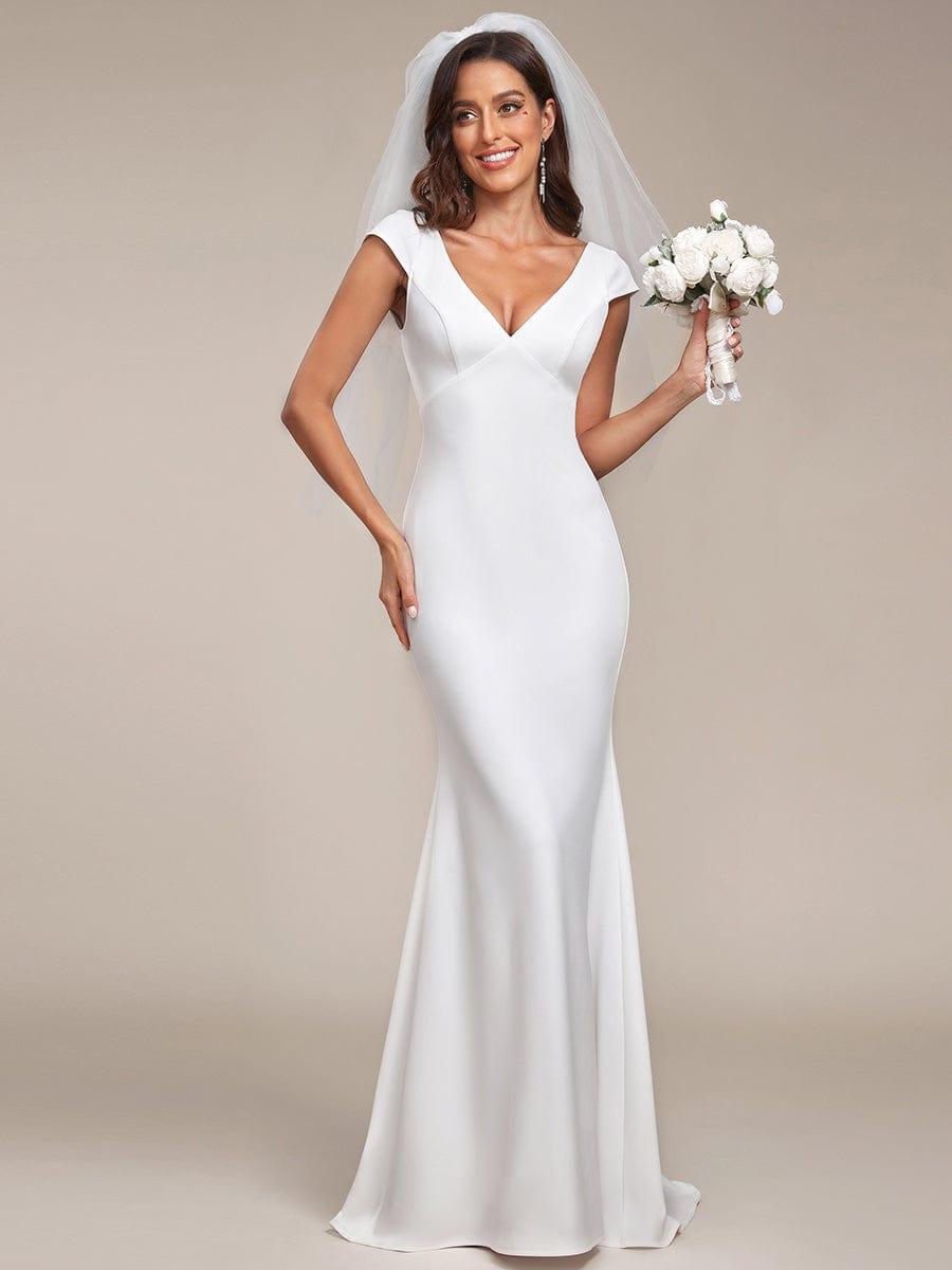 Stunning Backless Mermaid Wedding Dress with Cap Sleeve