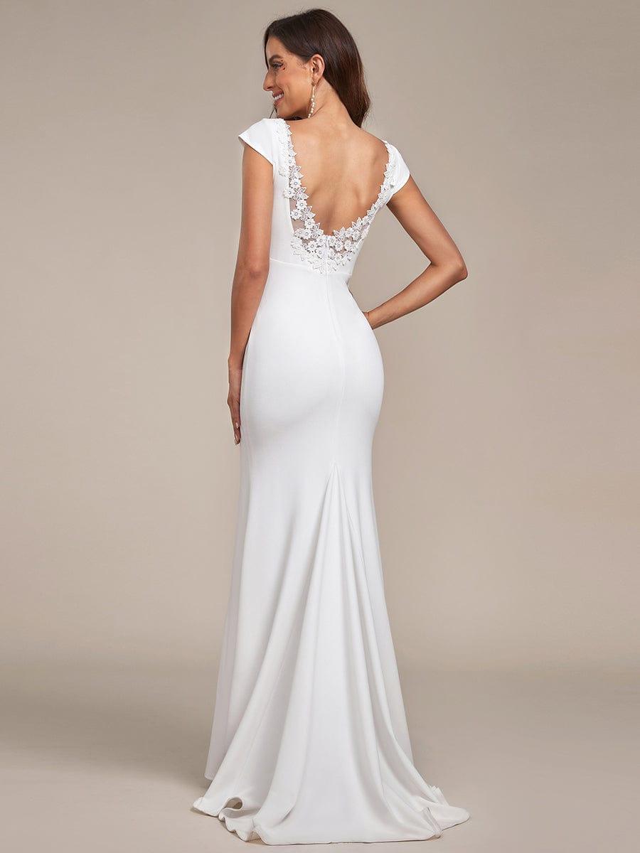 Stunning Backless Mermaid Wedding Dress with Cap Sleeve