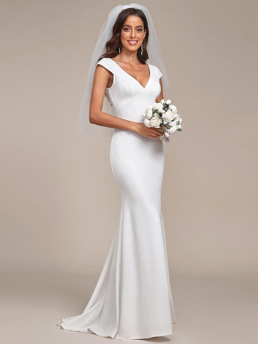 Stunning Backless Mermaid Wedding Dress with Cap Sleeve