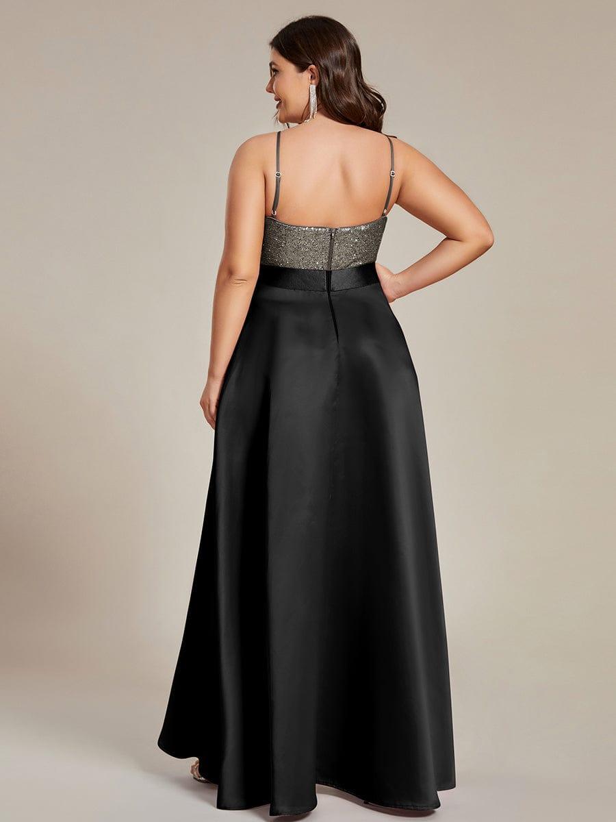 Plus Size Sequin A-Line High-Low Evening Dress