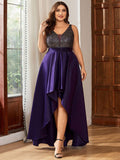 Plus Size Sequin A-Line High-Low Evening Dress