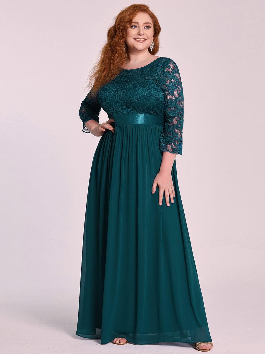 Plus Size Lace Long Sleeves A-Line Evening Dress