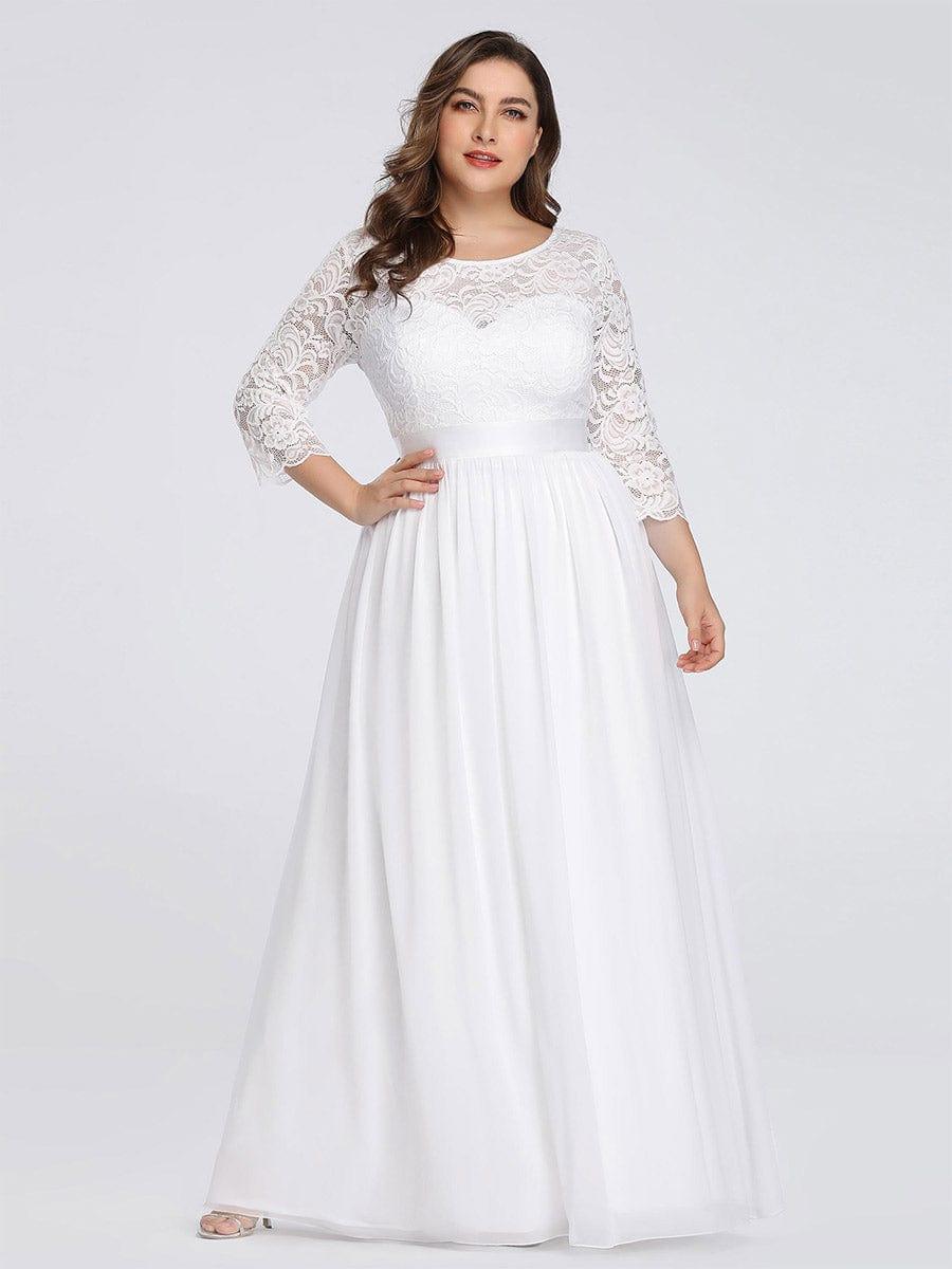 Plus Size Lace Long Sleeves A-Line Evening Dress