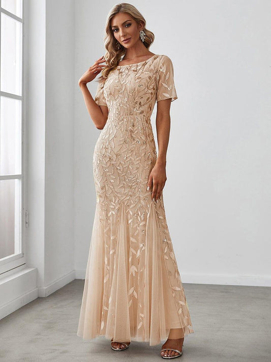 Gold Gorgeous Sequin Mermaid Formal Dress#Color_Gold