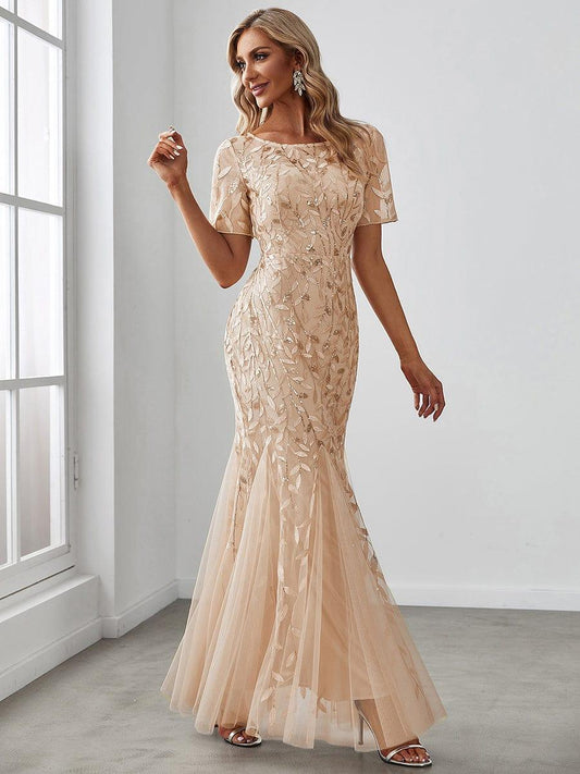 Gold Gorgeous Sequin Mermaid Formal Dress#Color_Gold